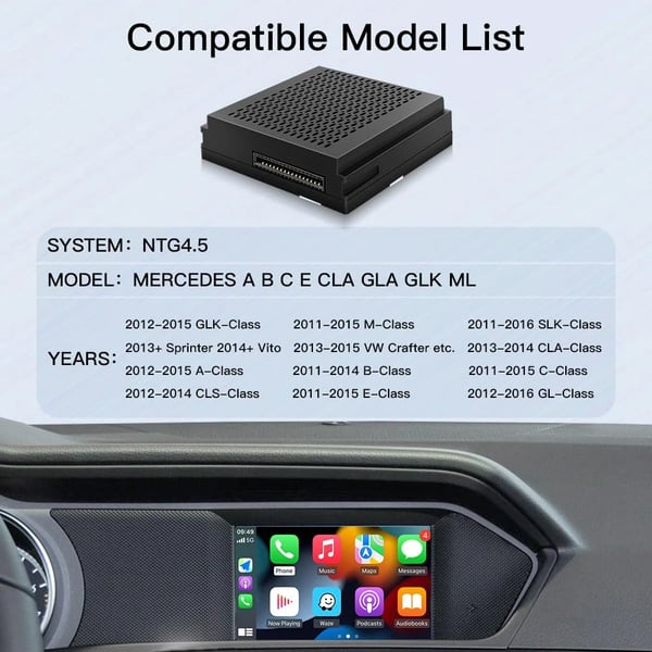 Trådløs CarPlay-adapter, kompatibel med Mercedes-Benz, nem installation,NTG 4.5