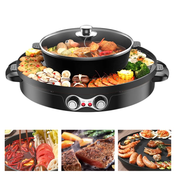 Elektrisk Hot Pot, 220V, 2200W, 44cm Diameter, Non-Stick Belægning, Borddesign