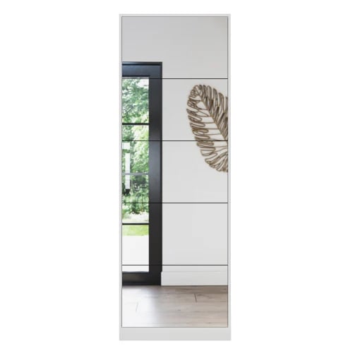 Skoopbevaringsorganisator, MDF-materiale, Højde 185 cm, 5 vippe-skuffer, 3 mm spejltykkelse, Pladsbesparende design