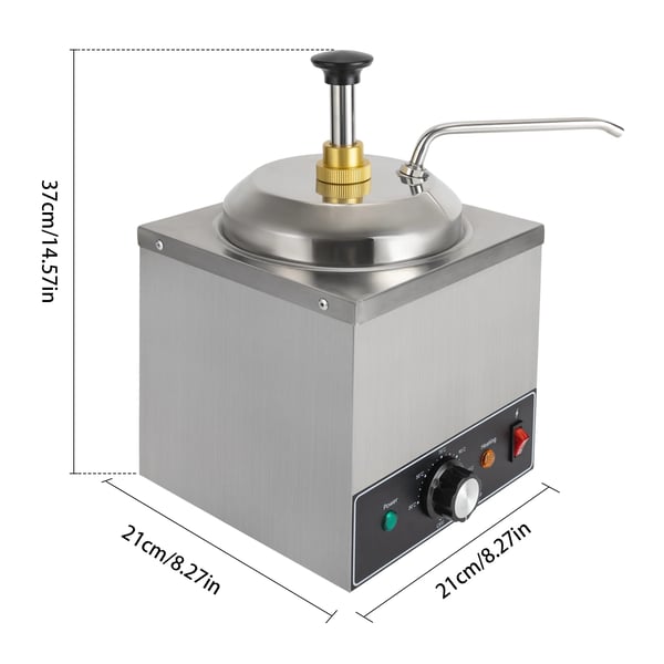Kommersiel Sauce Dispenser, 650W Effekt, 2.1QT Kapacitet, 220V Spænding, 201 Rustfrit Stål Materiale, Justerbar Temperaturkontrol 30-110℃