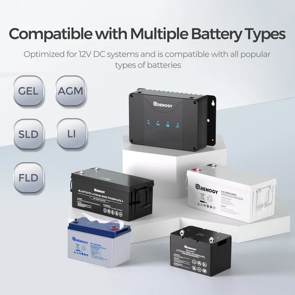 DC til DC Batterioplader, 12V, 50A Opladningsstrøm, MPPT Teknologi, Kompatibel med Gel- og Lithiumbatterier, Kompakte Dimensioner