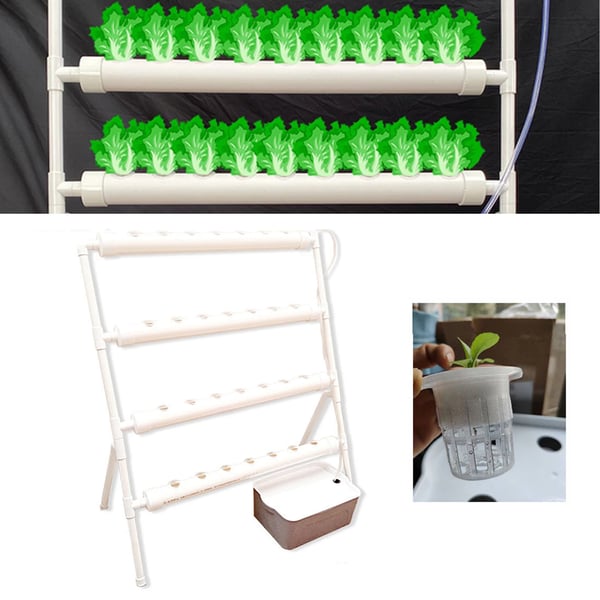 Hydroponisk Vækstsæt, Jordløs System, Automatisk Vanding,Hvid