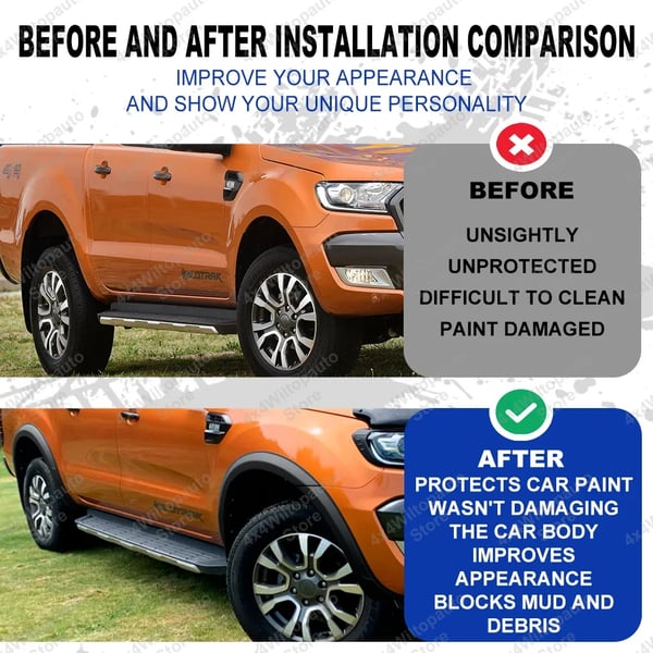 Fender Flares, Nem Installation, Holdbar Konstruktion,FORD RANGER T7