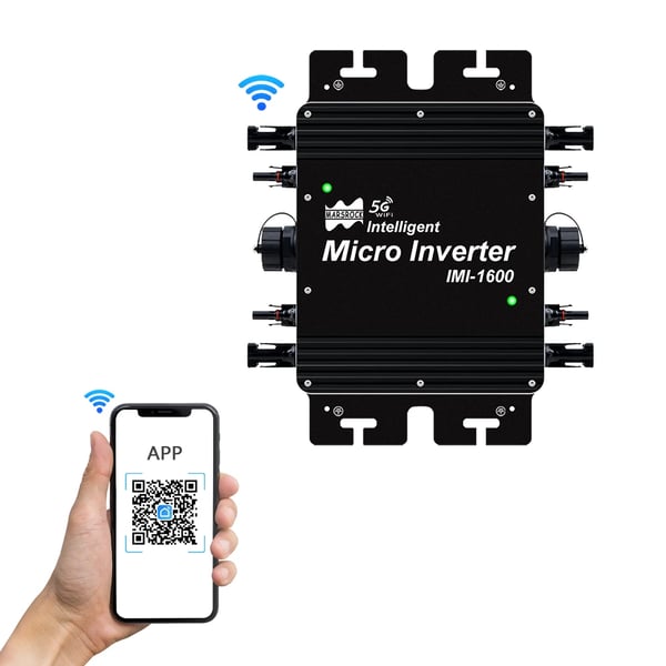 Solarmikroinverter, 1600W udgangseffekt, WiFi-forbindelse,1600W, DC 22-50V, AC 230V