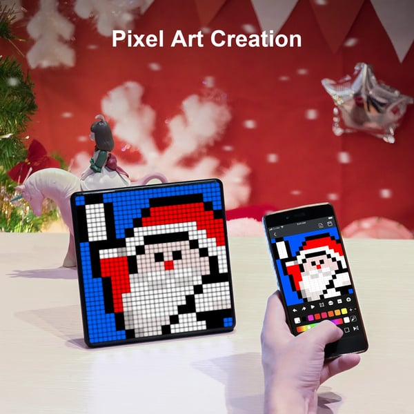 Pixelitaide-näyttö, 32x32 ohjelmoitava LED, sovelluksen ohjaus, pöytäteline,musta
