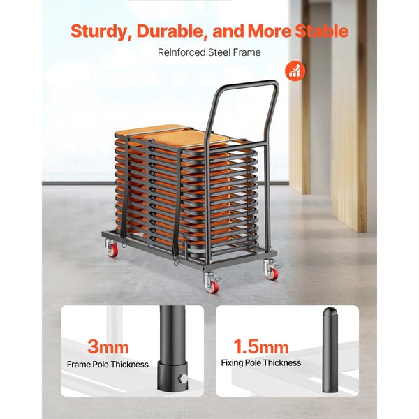 Stolestativvogn, 136 kg belastningsevne, pladsbesparende design,300LBS