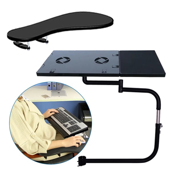 Stol Tastaturbakke, Justerbar Højde 42-60 cm, USB Køleventilator,sort