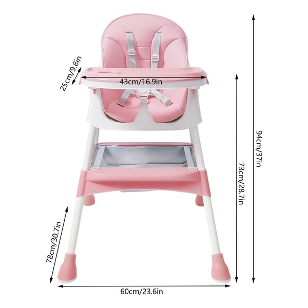 Babystol, 5-punkts sikkerhedsseler, justerbart design,Lyserød