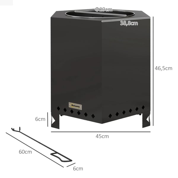 Bordskamin, rökfri design, hållbar konstruktion,svart