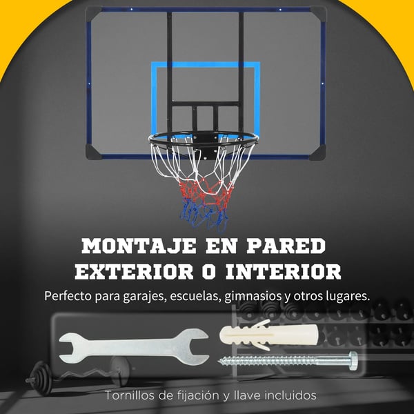 Basketballkurv, Stålramme, 113 x 61 x 73 cm, 113 x 73 cm Tavle, 45 cm Kurvdiameter, Højkvalitets Polyester Net