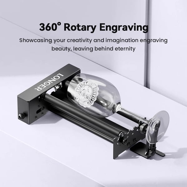 Rotary Gravør, 360° Rotation, Justerbar Højde,LÆNGERE Rotary Roller med Bracket
