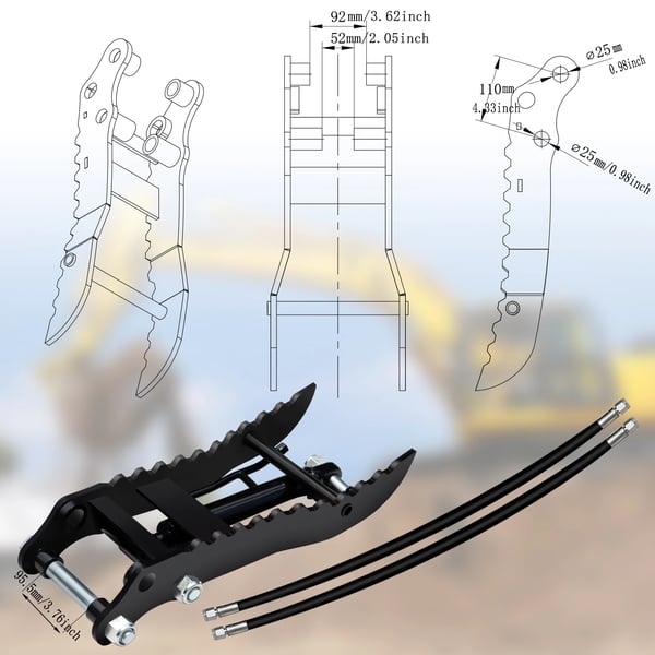 Hydraulinen sormivarsi, 15 mm liitännän halkaisija, M14 kierre