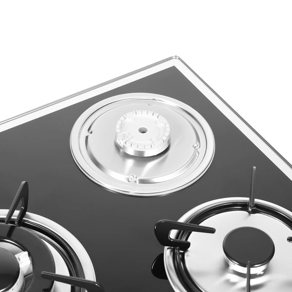 Gasblus, belagt glas, 5 varmeelementer, egnet til LPG/NG, 63% termisk effektivitet, indbygget/bordplade installation