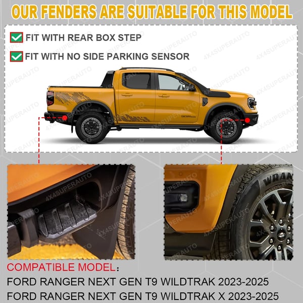 Fender Flares, Nem Installation, Holdbar Konstruktion,FORD RANGER T9