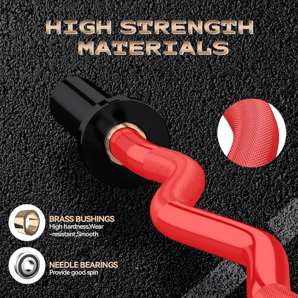 EZ Curl Bar, 500 lb kapacitet, ergonomisk skridsikker design,Rød