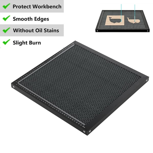 Lasergraver Arbejdsbord, Galvaniseret Jern og Aluminium Ramme, 400 x 400 mm, Kompatibel med CO2 Laser Maskiner, Honningkage Struktur