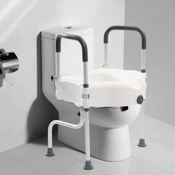 Mobilt Toalettställ, Justerbara Armstöd, Ergonomisk Design,Vit