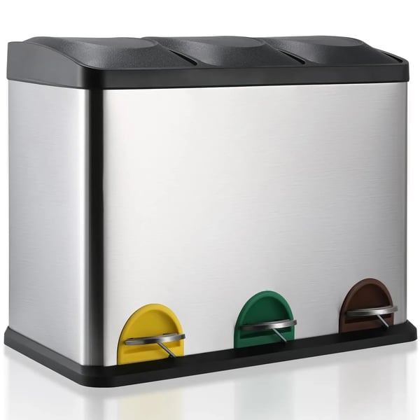 Roska-astia, ruostumaton teräs, 3-osainen muotoilu,3x 8L (24L)