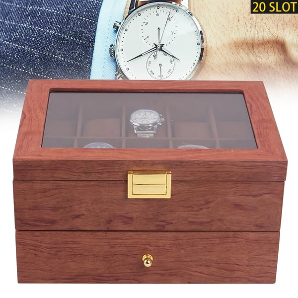 Ur opbevaringsboks, 20 rum kapacitet, elegant design,20, Træ