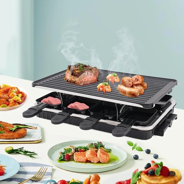 Indendørs Grill, 1300W, Non-Stick Belægning, 41,5*25,5 cm, Egnet til 6-8 Personer, Maksimal Temperatur 230°C