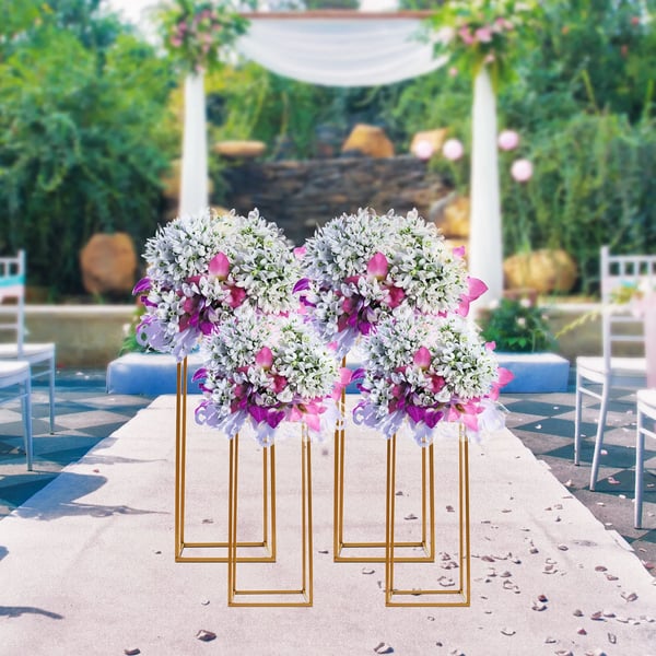 Blomsterstandssæt, Geometrisk Design, Holdbar Jernkonstruktion,Guld