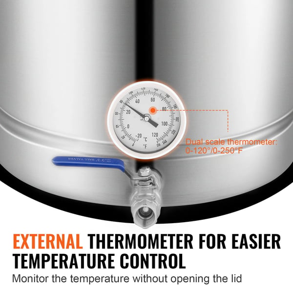 Bryggegryde, 16 gallons kapacitet, dual temperatur termometer,16gallon