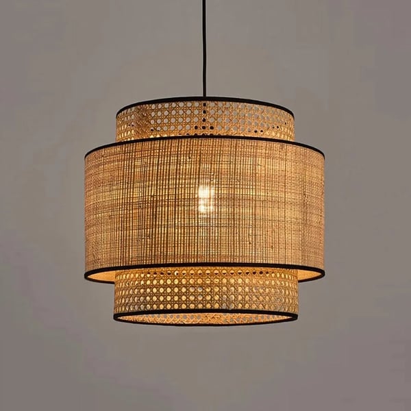 Pendellampe, Håndlavet Bambusdesign, E27 Pære Kompatibel,Ingen pære, 40CM