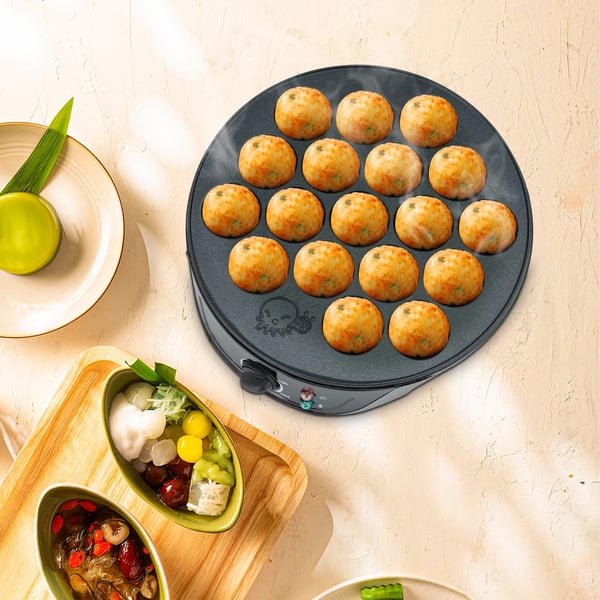 Takoyaki-kone, 18 reikää, sähköinen keittokone,musta