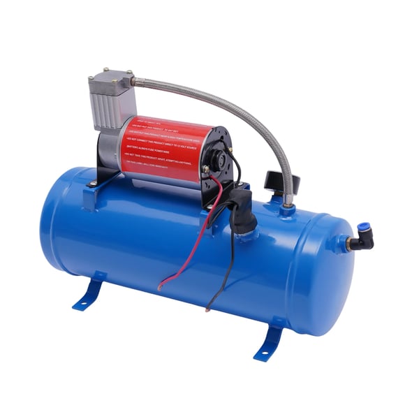 Luftkompressor, 12V, 1,6 gallons kapacitet, 100 Psi maks. tryk, 3,8 m slangelængde, kompakt størrelse