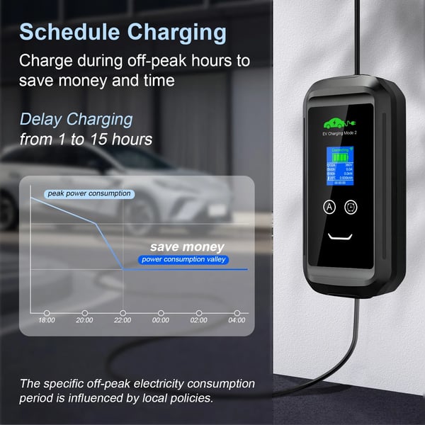 EV-lader, bærbar, Tuya App kontrol,22KW Type2 10M