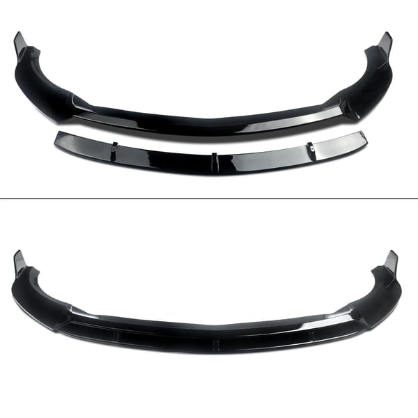 Front Bumper Splitter Lip, Kompatibel med AMG Line Modeller, Holdbart ABS Materiale,Glansende sort