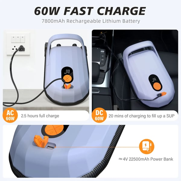 Elektrisk Luftpumpe, Genopladeligt Batteri, Automatisk Afbrydelse,D6pro