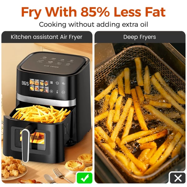 Air Fryer, 8-i-1 Madlavningsindstillinger, Digital LED Skærm,EU, Sort