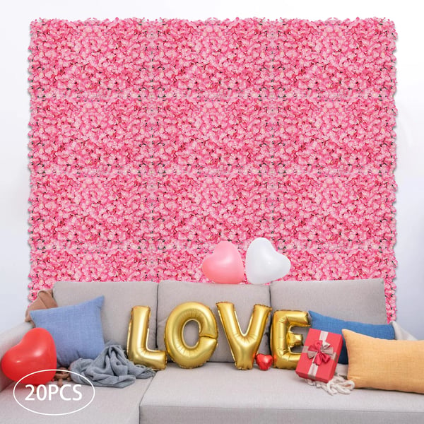 Kunstige Blomster Vægpaneler, Elegant Pink Dekor, Nem at Installere,Lyserød