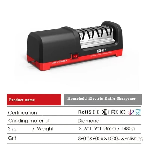 Knivsliber, 4-trins design, 2800 RPM ydeevne,Elektrisk Spidser, Taidea