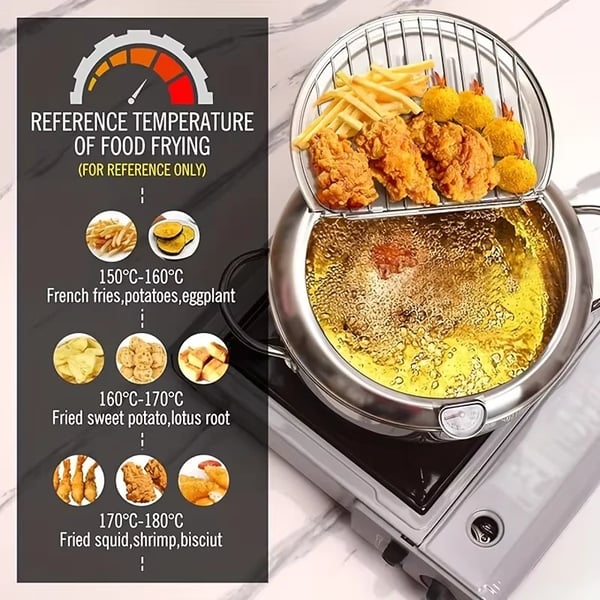 Tempura Frituregryde, 2,2L Kapacitet, Rustfrit Stål Konstruktion,Sølv