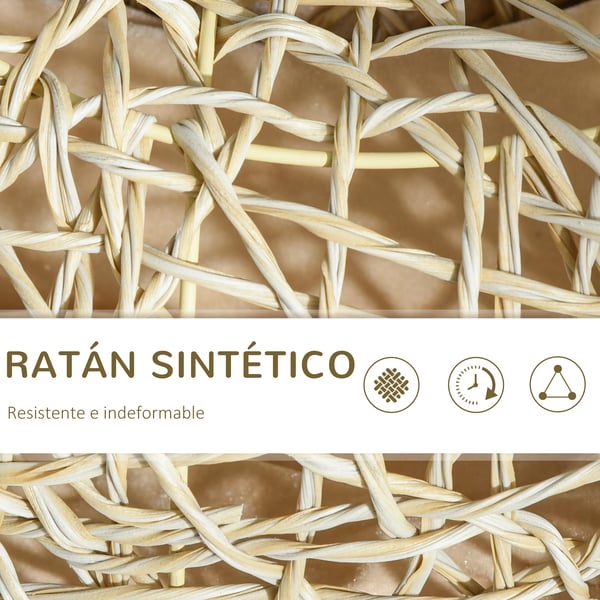 Kattebed, Blød Pude, Stilfuldt Rattan Design,78X69X22 cm, Naturligt Træ