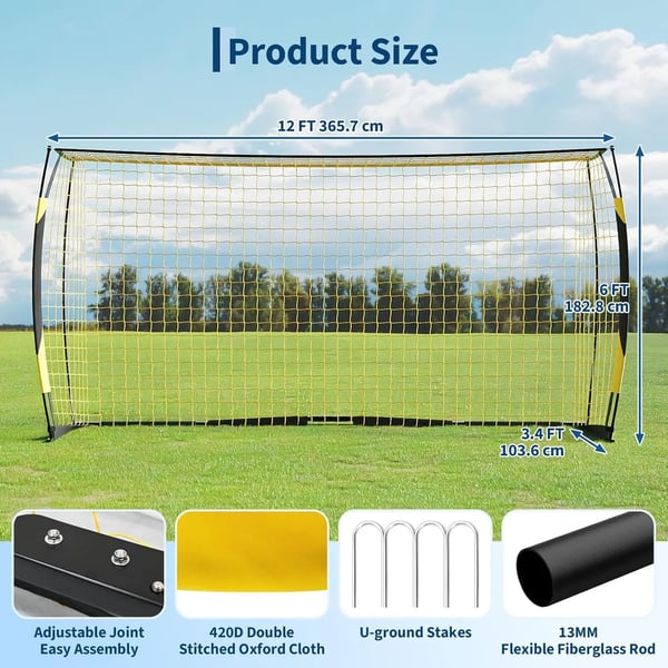 Fodboldmål, Bærbart Design, Holdbar Metalramme,Gul