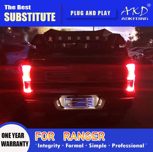 Baglygtesamling, LED, til Ford Ranger 2012-2020,Røg