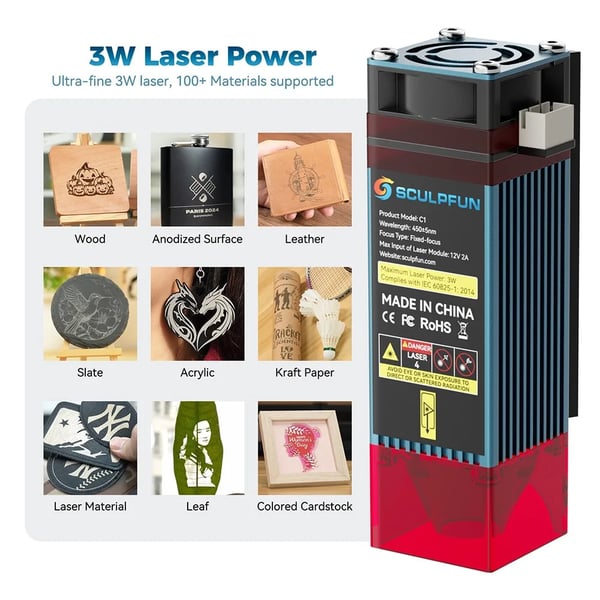 Lasergraver, Kompakt Design, Brugervenlige Funktioner,C1 3W