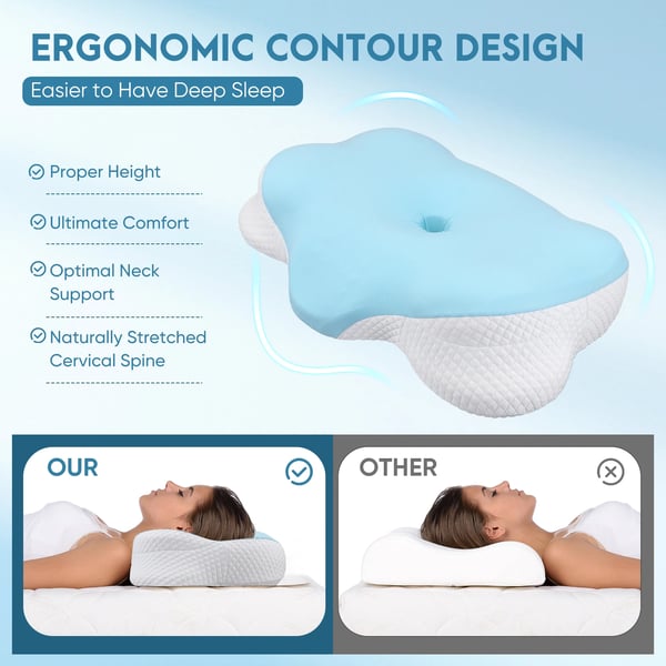 Nakkepude, Ergonomisk Støtte, Trykaflastning,BLÅ