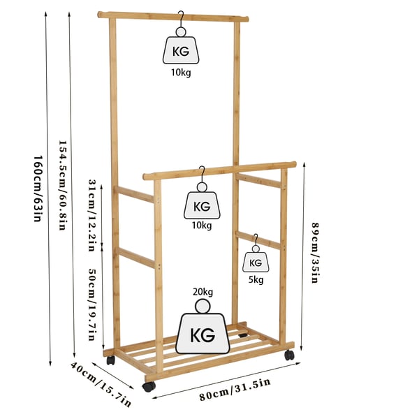 Tøjdisplaystativ, Heavy Duty, Rullende Hjul,2