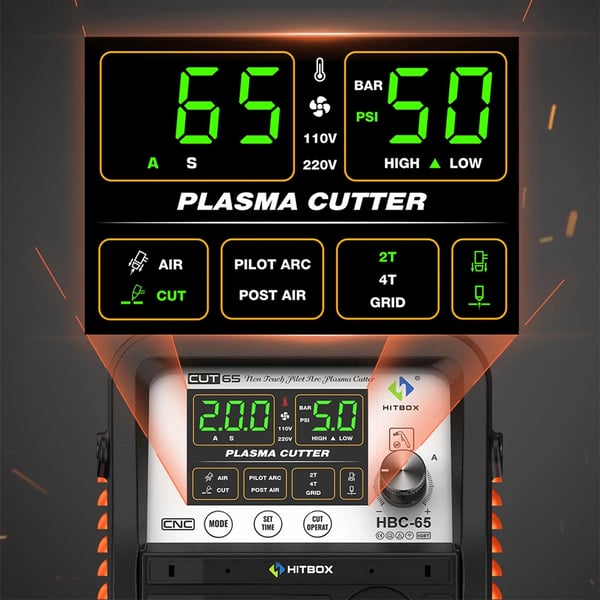 Plasma Cutter, Digital LED Skærm, Ikke-kontakt Skæringsteknologi,HBC65, EU stik