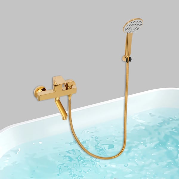 Brusesæt, håndbruser med 4 spraytilstande, vægmonteret design,Guld