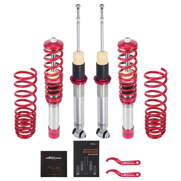 Coilover affjedringsstøddæmpere, justerbar køre højde, højtydende fjedre,Rød