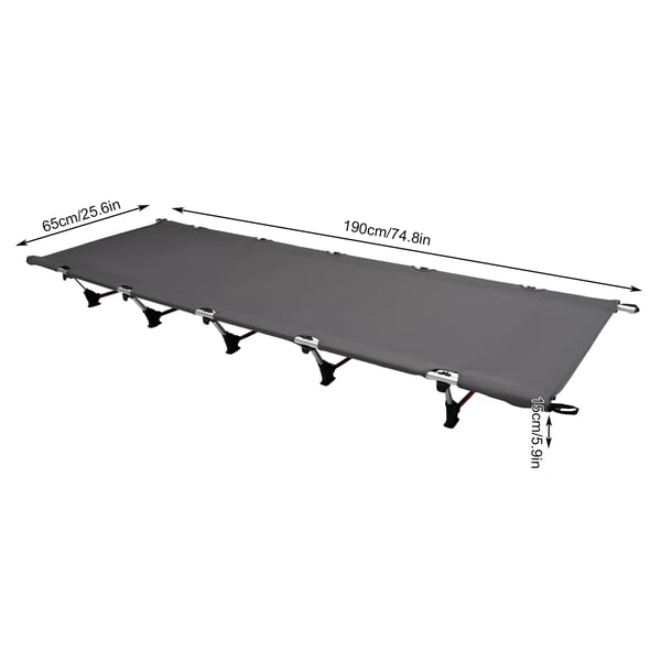 Camping seng, 7075 aluminiumlegering, 150 kg vægtkapacitet, 190 cm x 65 cm dimensioner, foldbart design, åndbart stof