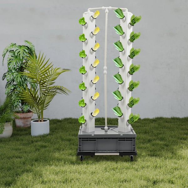 Hydroponisk Væksttårn, 56 Huller, 220V, Dimensioner 62*42*164 cm, Ledningsbaseret Strømkilde, 4 Hjul