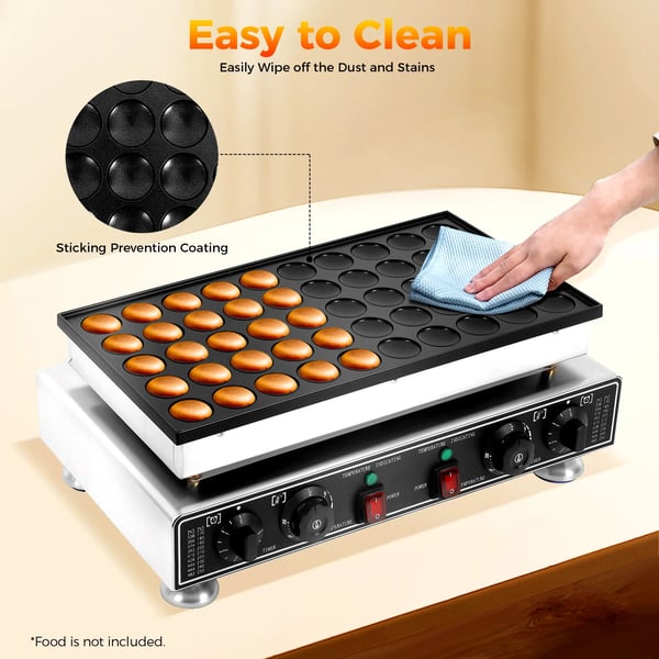 Mini Pandekage Maker, 50-Huls Non-Stick Design, Justerbar Temperaturkontrol,sort