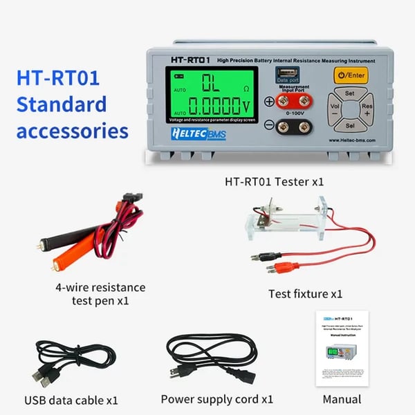 Højpræcisions batteritesteren, måler intern modstand, kompatibel med 18650/LiFePo4,HT-RT01