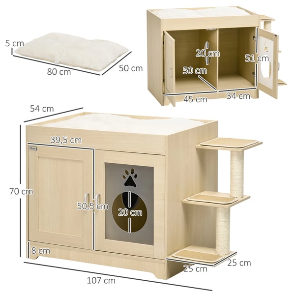 Kattebakke, Lukkede Design, Behagelig Seng,Egetræ, 107x54x70 cm